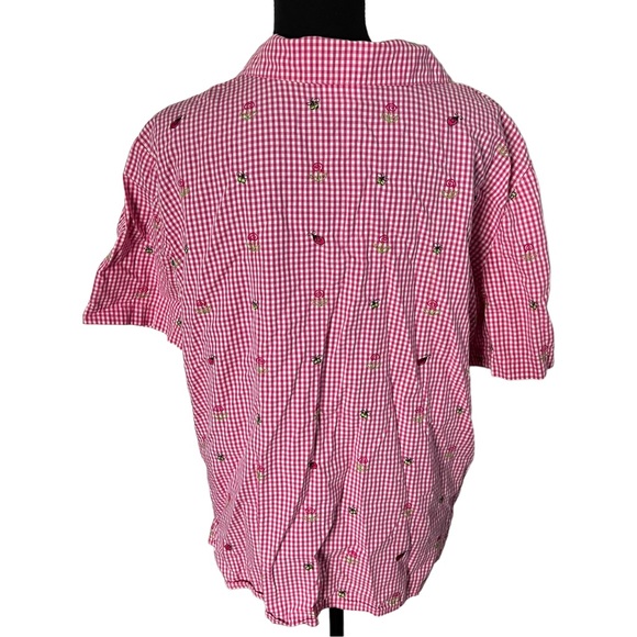 Vintage Samantha Edwards Pink White Gingham Checkered Picnic Button Down Size XL - Picture 2 of 5